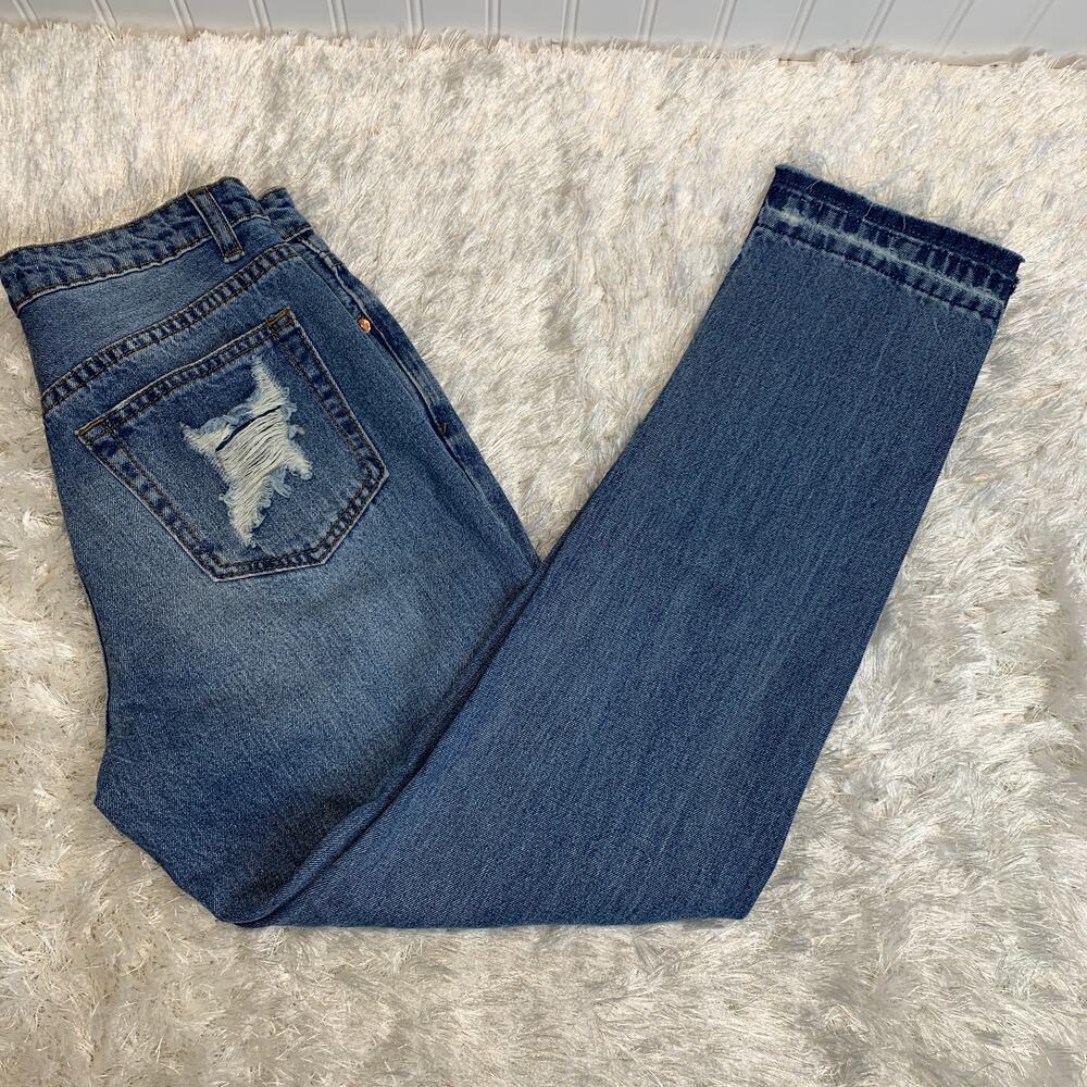 Caffeine Destroyed Light Wash Jeans Sz Medium Released Hem